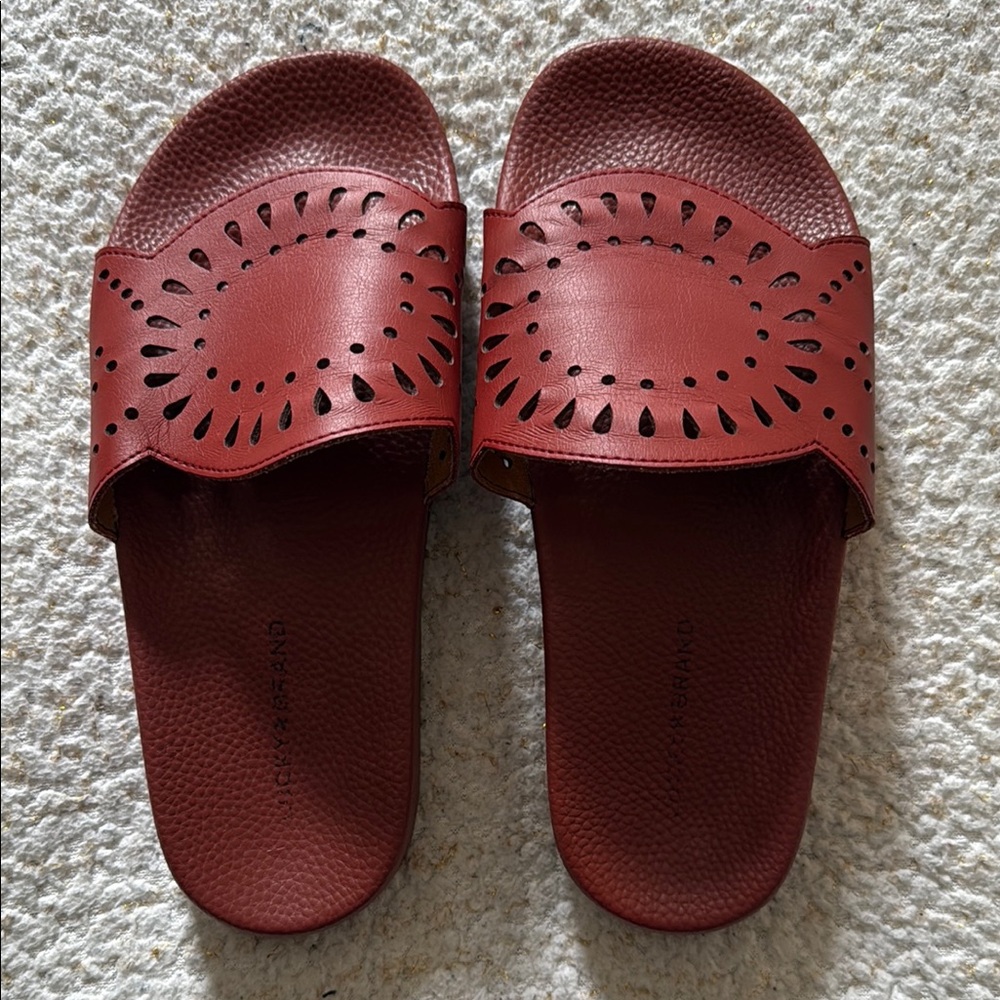 Lucky Brand Red Leather Slide Sandals